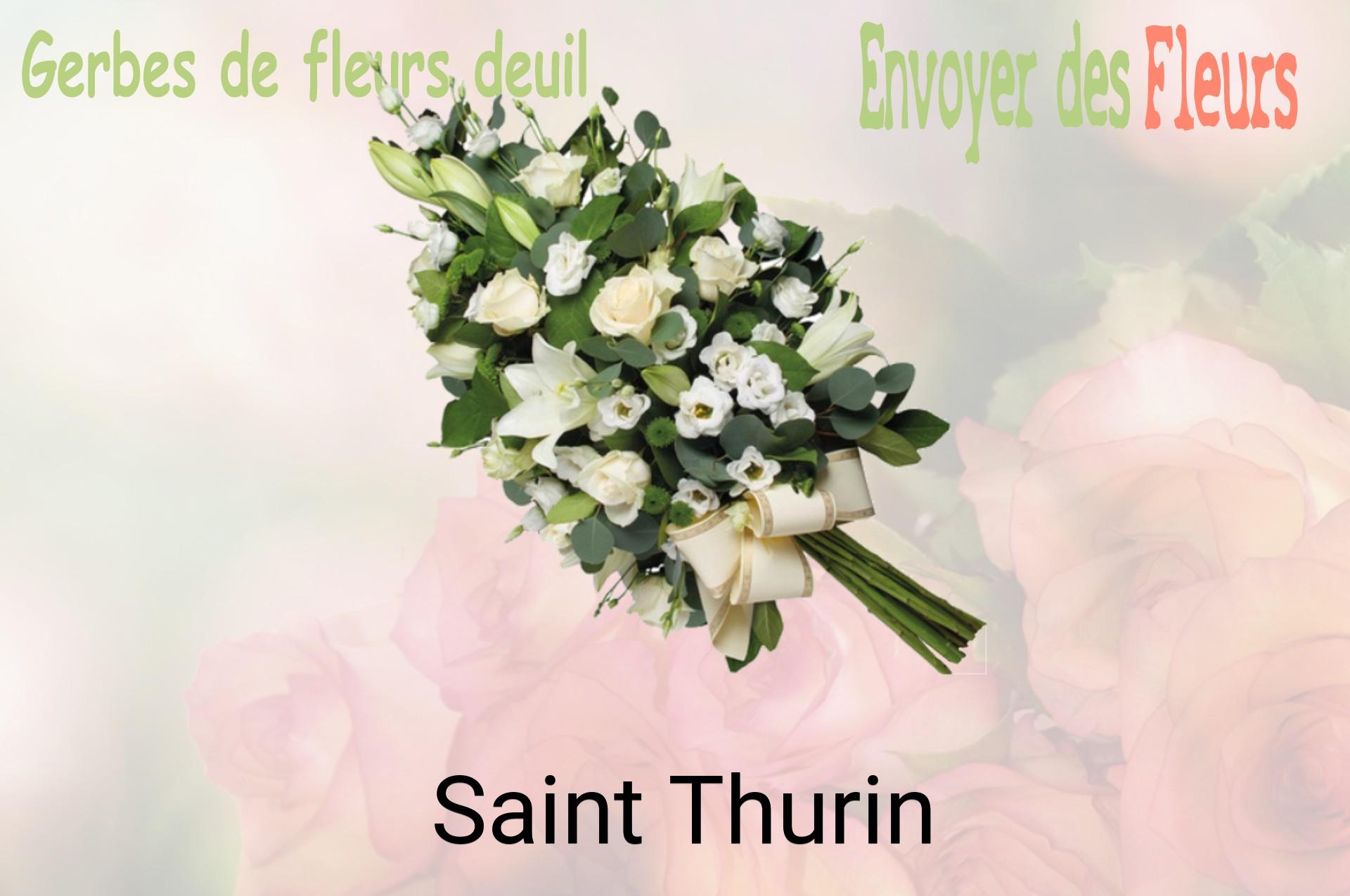 Gerbe de fleurs de deuil livrée à Saint-Thurin